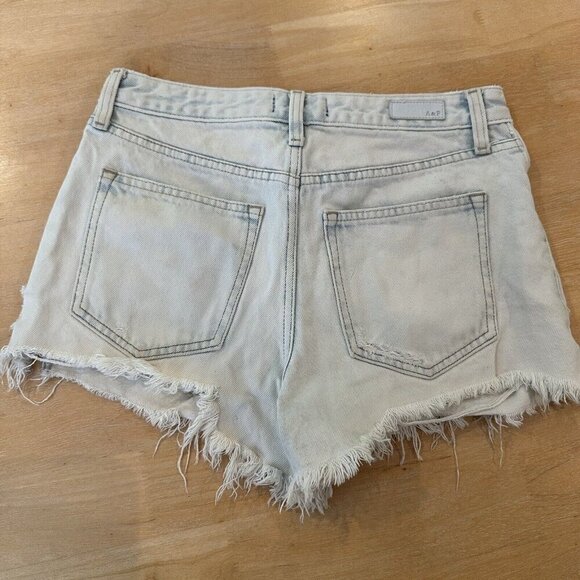 Abercrombie & Fitch Denim Shorts Womens Light Wash Annie High Rise Fringe Sz 27 - Picture 6 of 9
